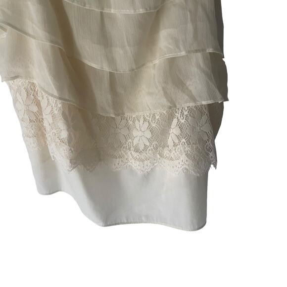 American Eagle Size Small Cream Ivory Lace Tiered Ruffle Babydoll Top - Picture 3 of 9